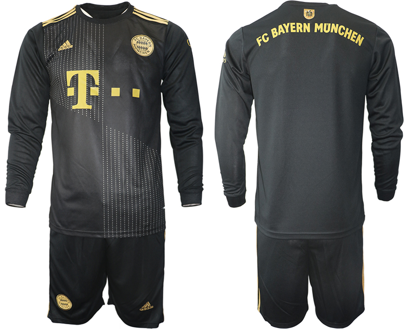 Men 2021-2022 Club Bayern Munich away black Long Sleeve blank Soccer Jersey